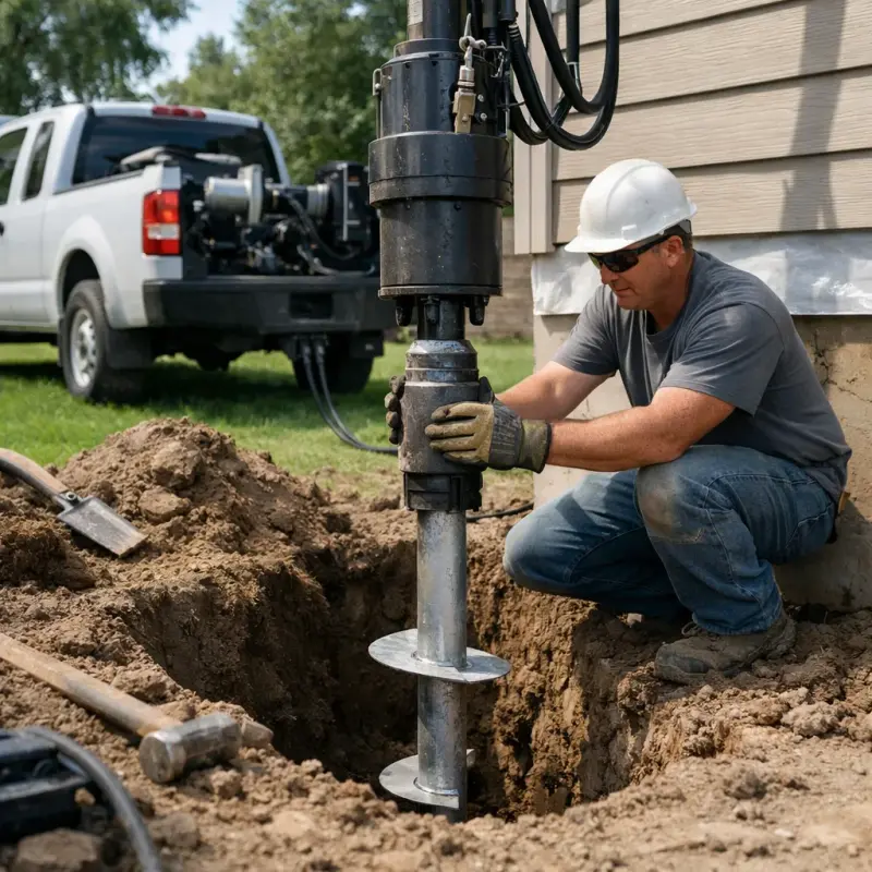 Helical Pier Installation Lairdsville